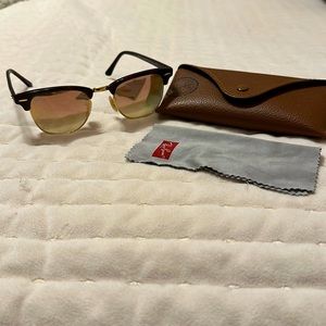 RayBans Pink Reflective Lens Clubmasters
